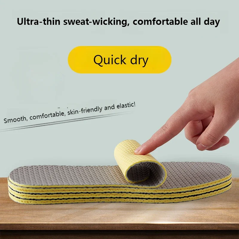 1 Pair Ultra-Thin Sports Insoles with Arch Support Breathable Sweat-Absorbing Foot Insole Soft-Soled Shoe Cushion Latex Inserts