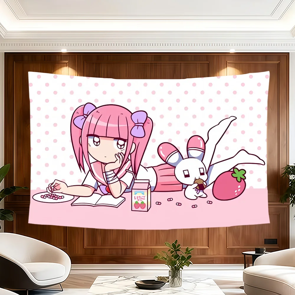 Anime Menhera Chan Flagge, dekorative Banner, geeignet für Outdoor-Camping, Familienfeiern und Gartenwände, Geschenk – Detail 5