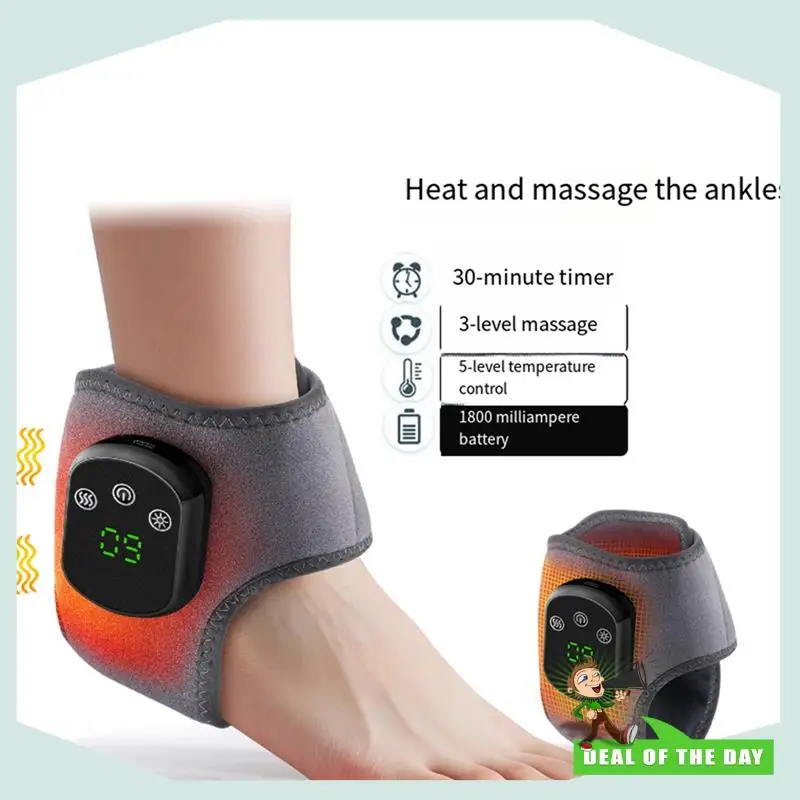 Masażer do kostek bezprzewodowy z funkcją grzania i kompresji, dostawa w 24 godziny, 5 poziomów grzania, 3 tryby wibracji.