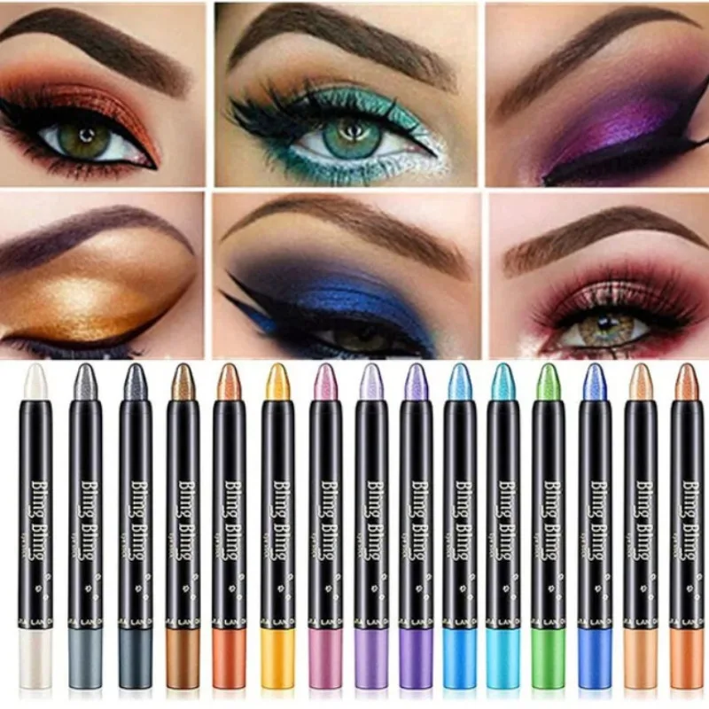 15 Kleur Parelmoer Oogschaduw Eyeliner Potlood Waterdichte Glitter Matte Nude Oogschaduw Pigment Zijderupm Stok Ogen Make-Up Tools