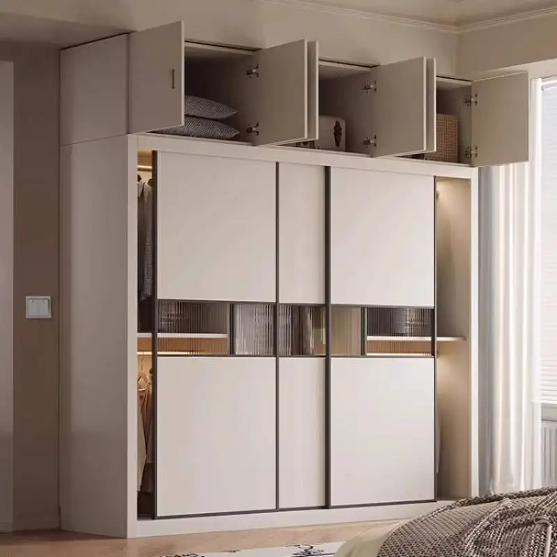 Decoration White Wardrobes Luxury European Cheap Sliding Storage Wardrobes Space Saving Bedroom Armadio Guardaroba Furniture
