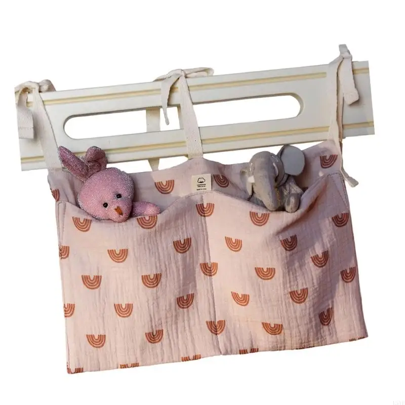 L5YF ESTER ENTRONTION CORT CRIB BAG BAS مع ميزة جيوب كبيرة مزدوجة لزجاجات الحفاضات لعبة