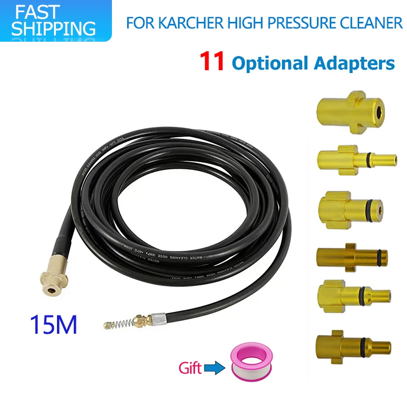 High Pressure Washer Sewer Drain Cleaning Hose Pipe Car Washer Cleaner Kit with Adapter For Karcher Car Wash Hose