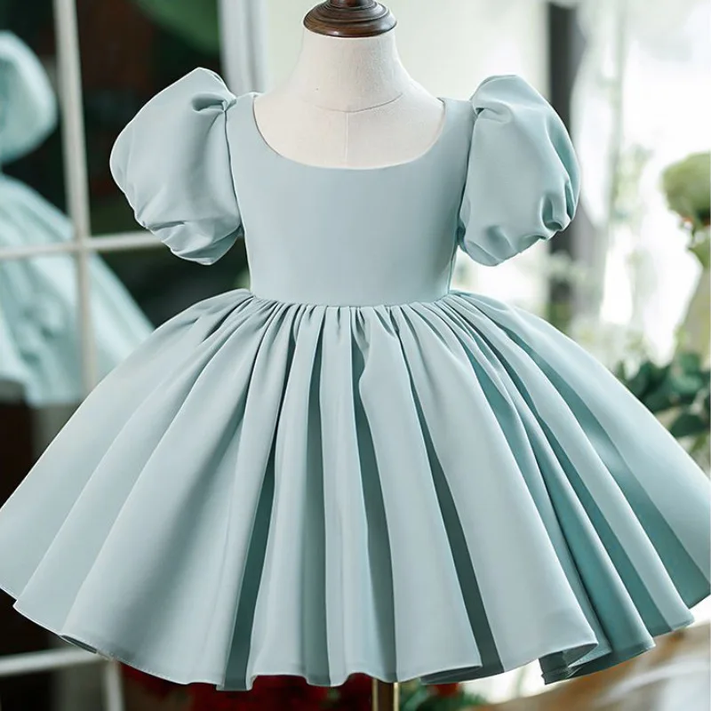 Formal Kids Girl Bridesmaid Wedding Princess Luxury Children's Christmas Party Green Gala Dress 1-16Yrs Evening Graduation Robe