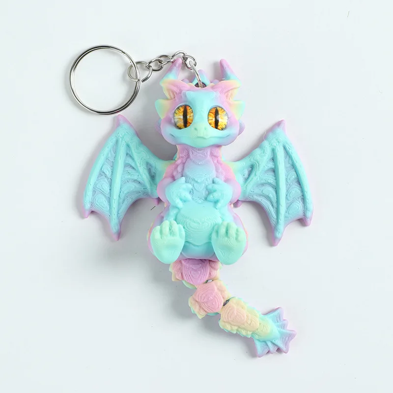 3D Printed Chameleon Keychain Cute Flying Dragon Keychain Color Key Ring for Bags Wallets Accessories Desk Decor Birthday Gifts