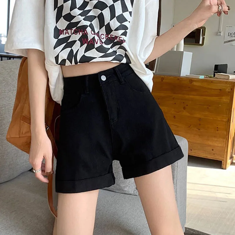 

Fashionable High-Waisted Loose Plus Size Denim Shorts For Women A- Line Slimming Trendy Ins Style Lightweight Summer Clothing