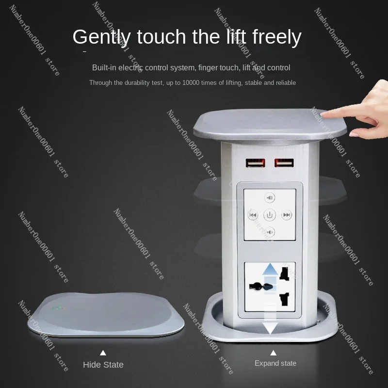 Lift Socket Recessed Countertop Hole Countertop Electric Smart Socket British Waterproof Charging 3-Hole USB