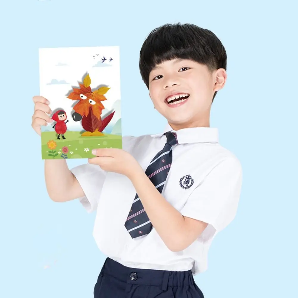 

Бумажные наклейки для рисования листьев, книги, образовательные, ручная работа, набор материалов для пасты «сделай сам», Монтессори, материалы «сделай сам», мультяшная наклейка, книга