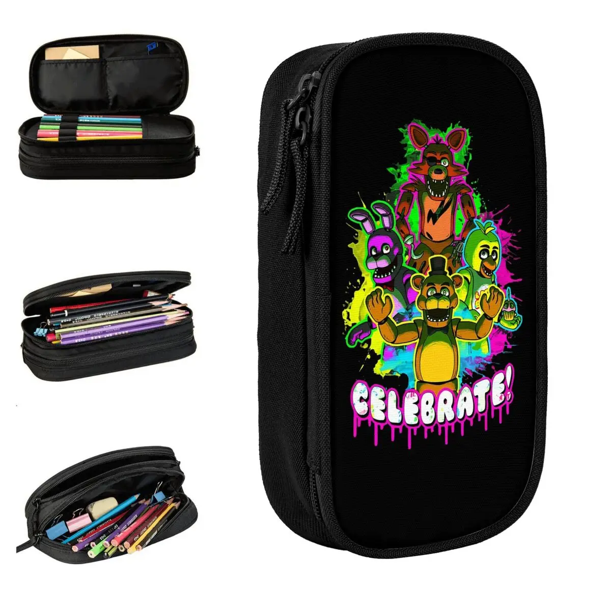 

Lovely FNAF At Freddys Pencil Cases Pencilcases Pen Holder for Student Large Storage Bags Students School Zipper Stationery