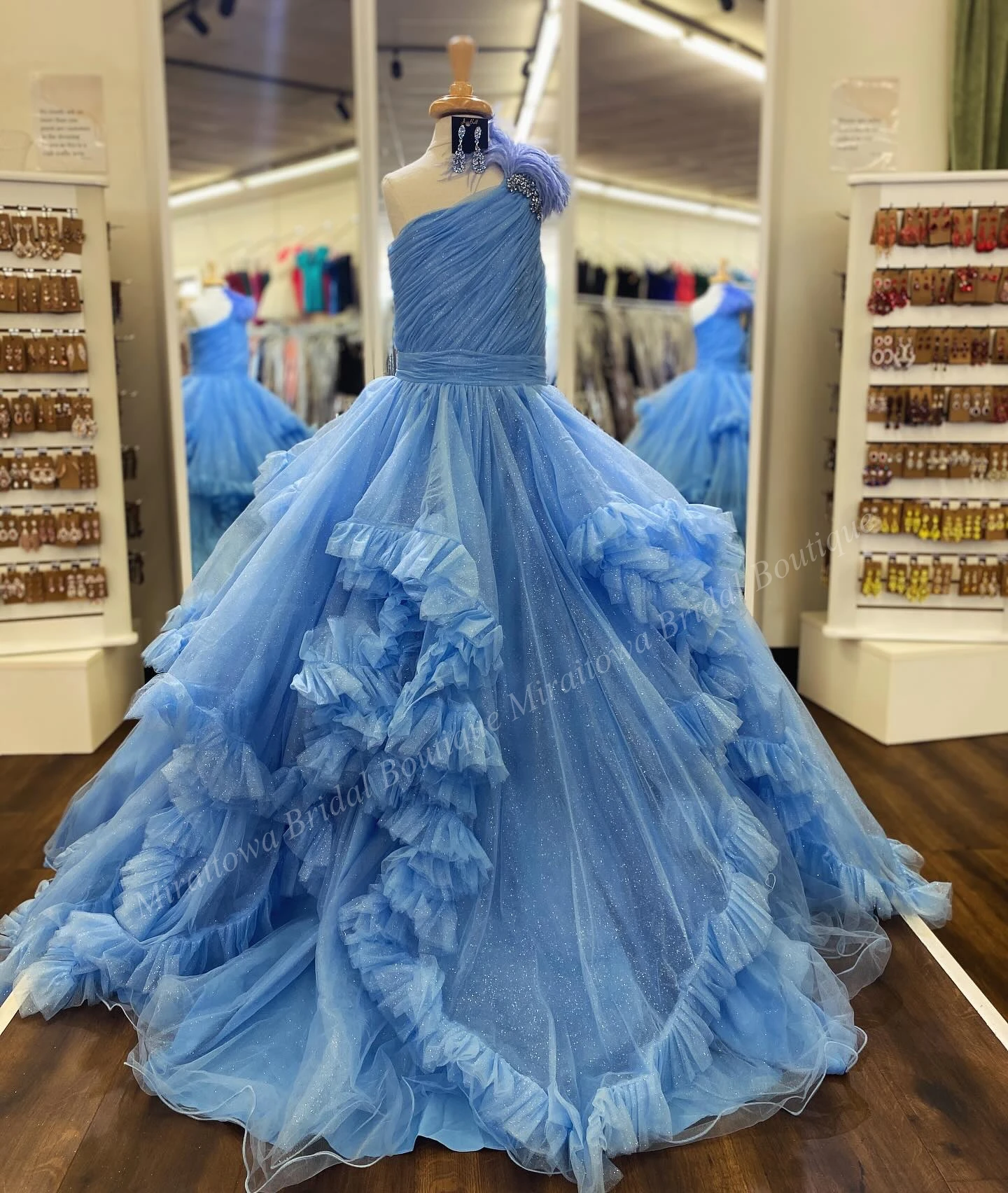 สาวยาว Preteen ประกวดชุด Ballgown จีบ Ruffle Shimmer Tulle เด็กวันเกิดอย่างเป็นทางการค็อกเทลปาร์ตี้ชุดวัยรุ่น Junior Miss