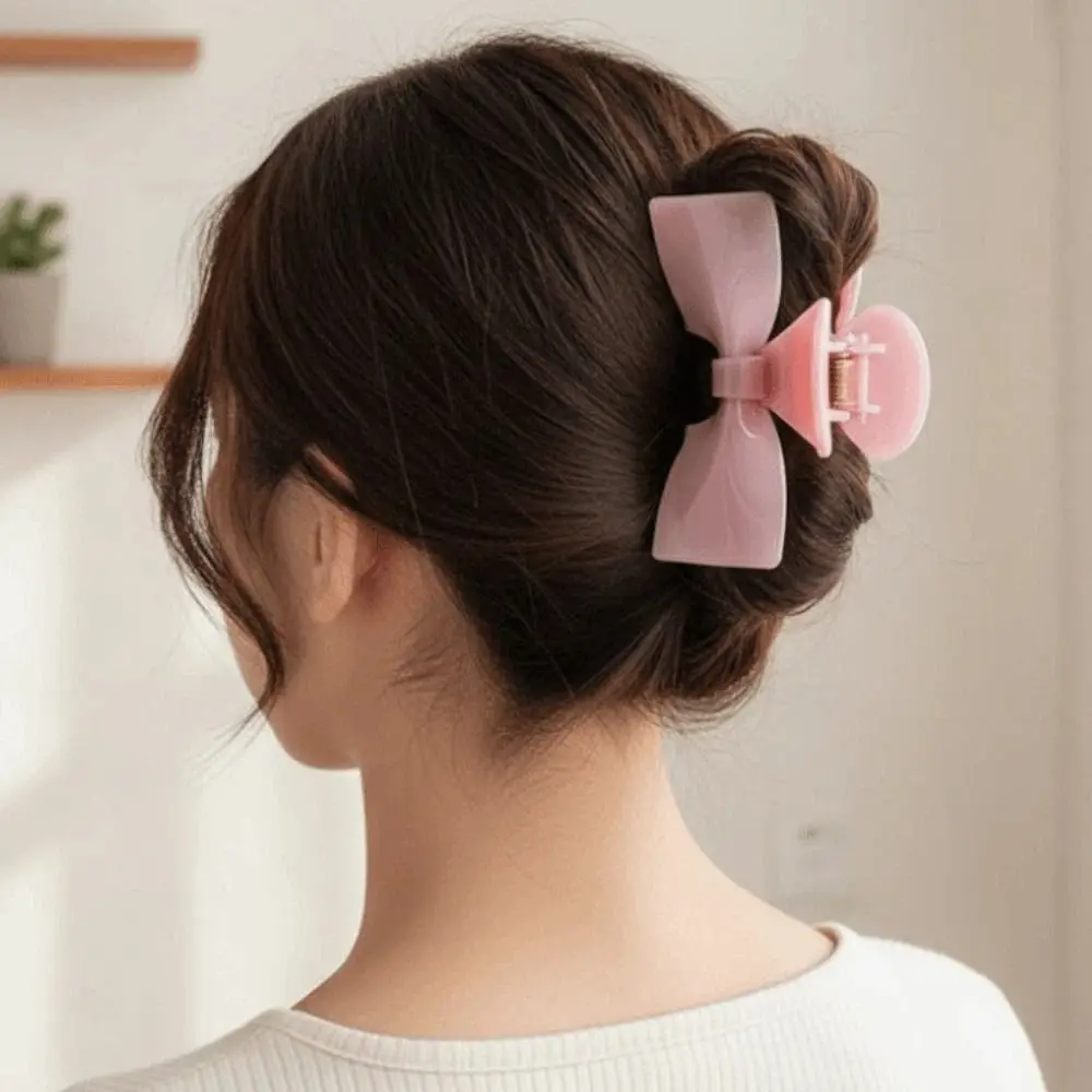 

Waterproof Bownot Shark Clip Sweet Headwear Acetic Acid Hair Claw 8.5 CM Versatile Contrasting Colors Bow Hairgrips Women