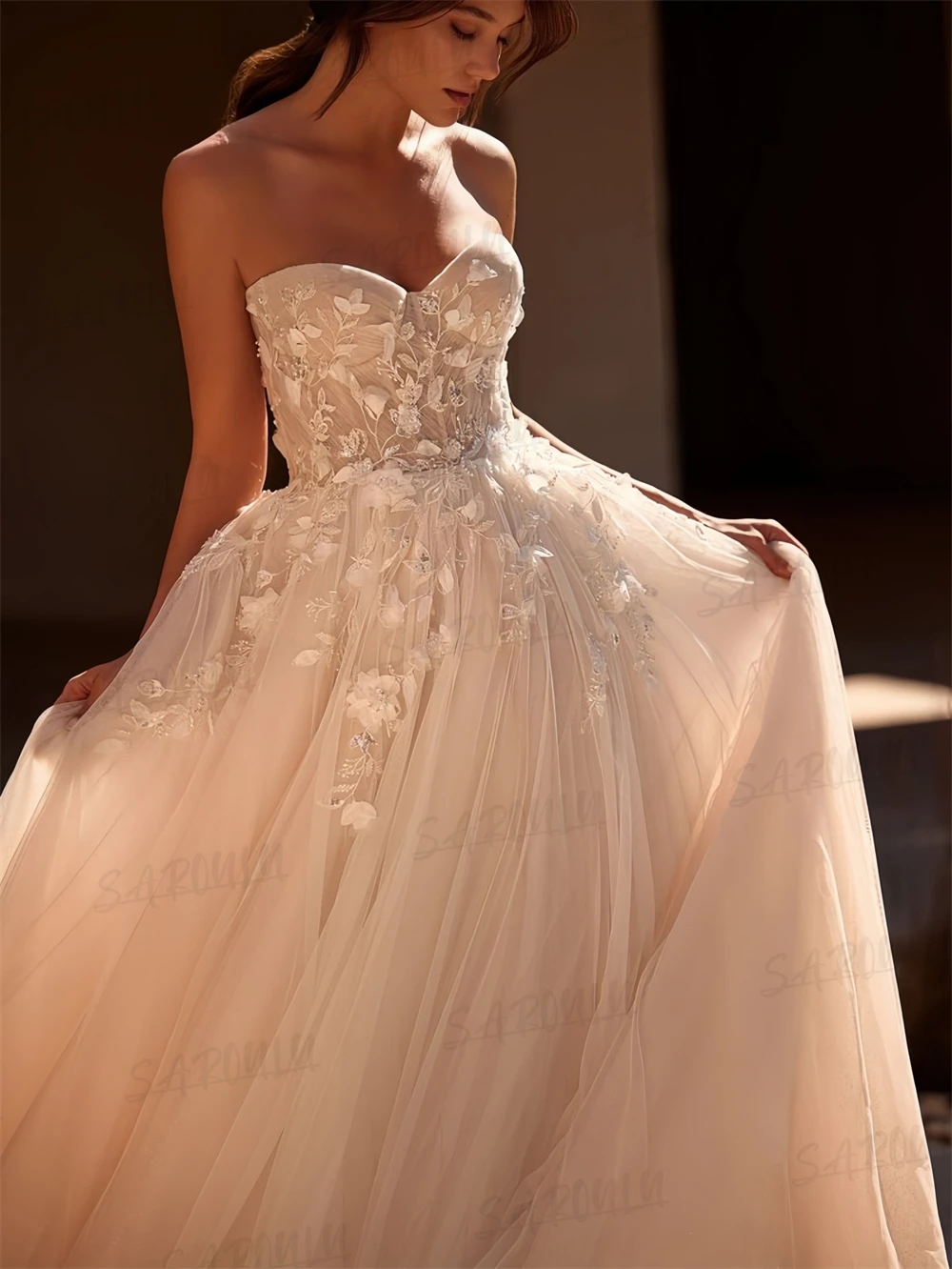 Vestido de novia con hombros descubiertos y pajarita, vestidos de novia clásicos personalizados para mujer 2025, vestido de novia largo sin tirantes de talla grande