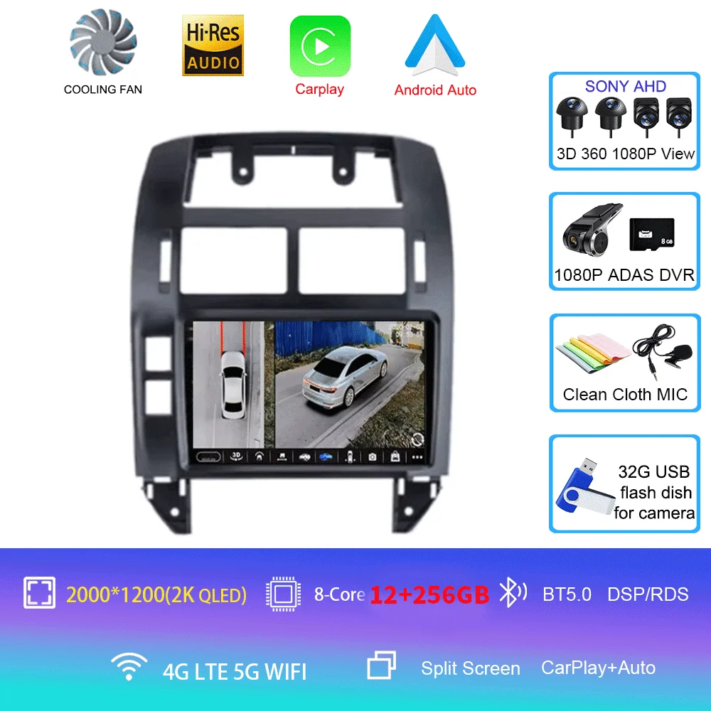 Android 16 autoradio voor Volkswagen Polo Mk4 IV 4 2001 - 2009, videospeler, navigatie, stereo, GPS, geen 2din, 2 din dvd, 4G+WIFI, DSP