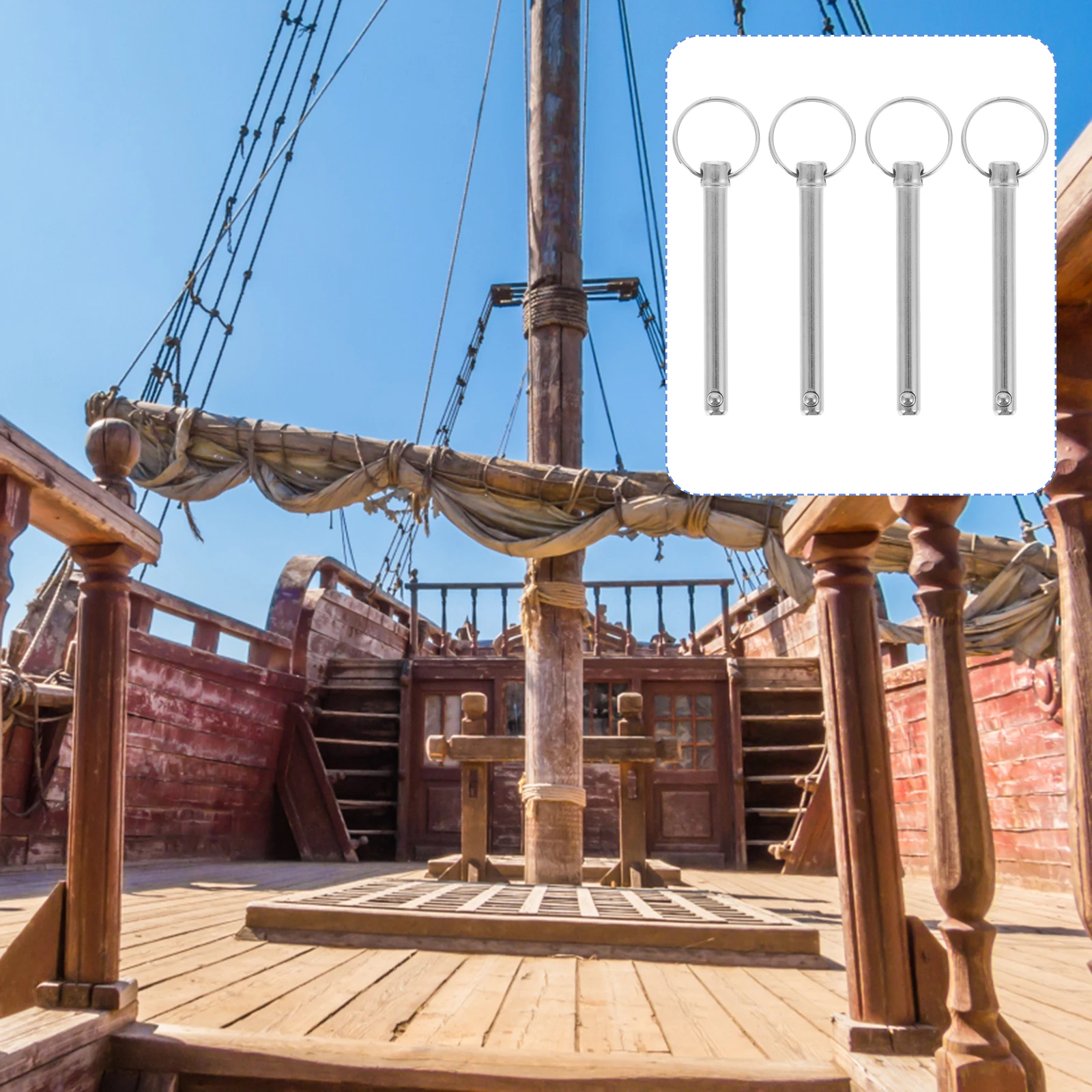 

4pcs Carbon Steel With Ring For Marine Hardware Trailer Hitch Spring Loaded Ball Tip Shipbuilding Accessory