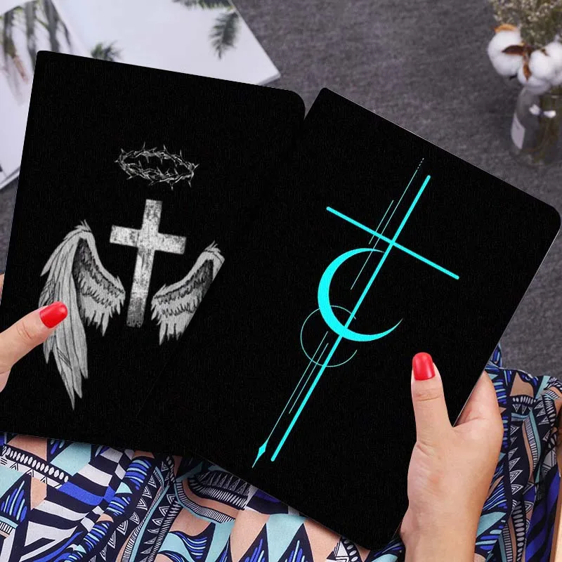 

Cross Crescent Line Art Tablet Case For Lenovo Xiaoxin Legion Pad Tab Pro GT Y700 Gen4 2 11 P11 M10 K10 3rd Plus Gen Gift