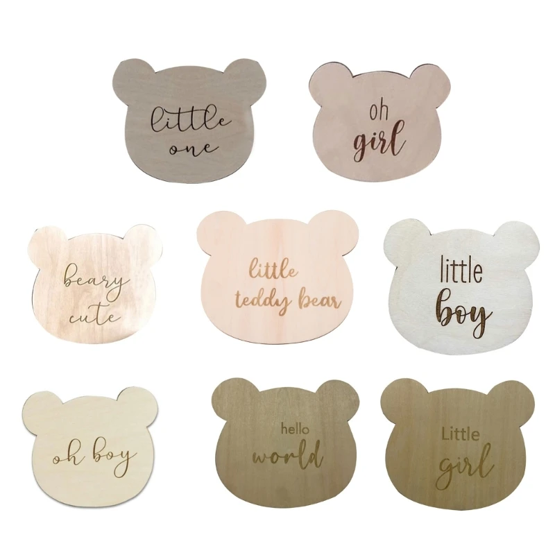 Wooden Cartoon Bear Baby Photoshoots Props Decorative Wall Hanging Pendant Decor