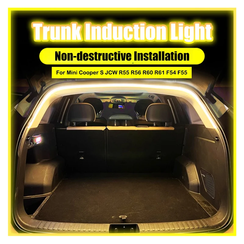 

For Mini CooperS JCW R55 R56 R60 R61 Trunk Ambient Light Strip Warm LED Hidden Install Non-Destructive Decorative Interior Light