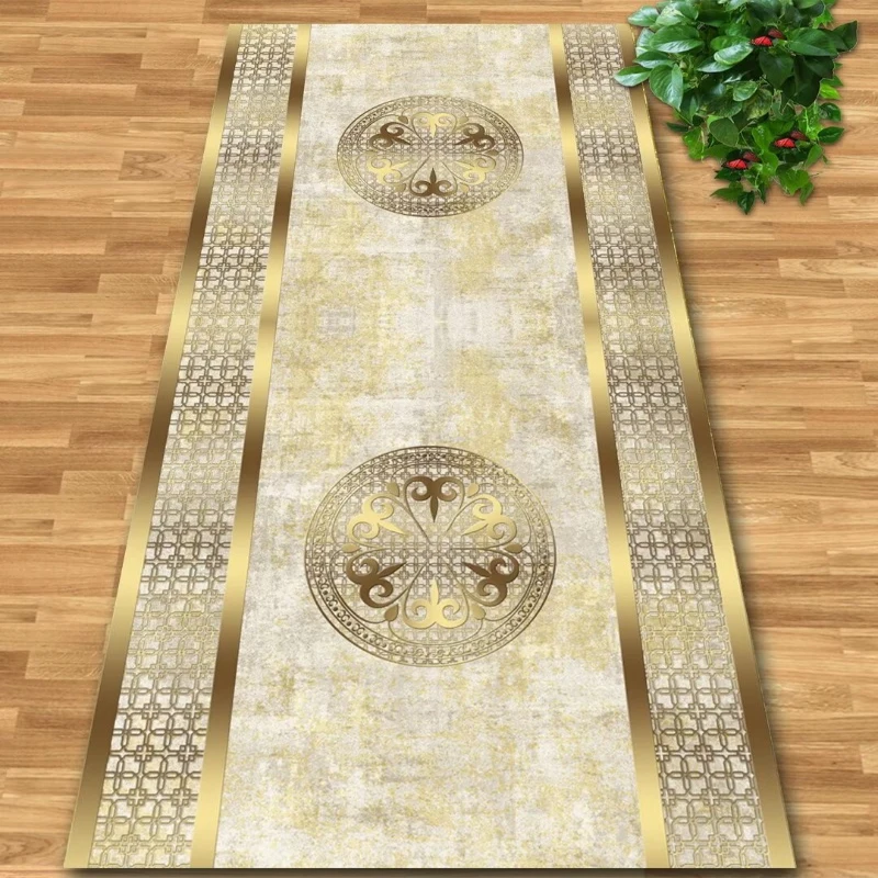 Customizable Luxury Gold Yellow Aisle Carpet Corridor Decor European Style HOTEL Hallway Area Rug Washable Runners Floor Mat