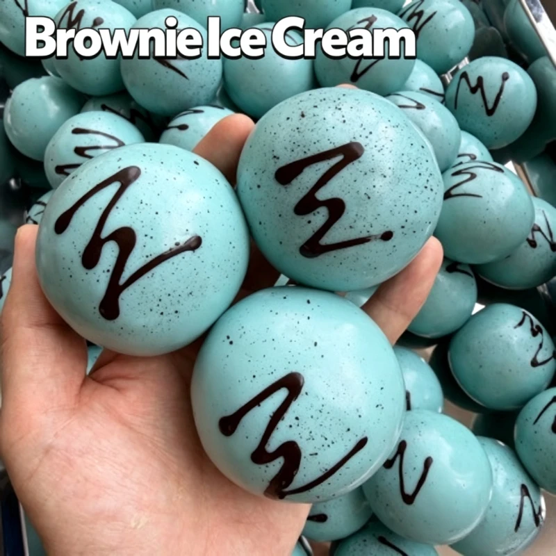 Crispy Brownie Ice Cream Ball Squishy Stress Relief Fidget Toy Crunchy Squeeze Toys Blocks Filled ASMR Anti Stress Sensory Toys view 6