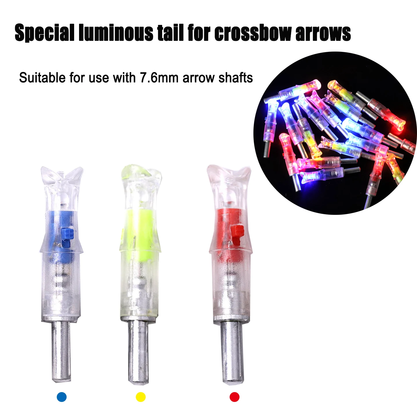 

Светящиеся наконечники для стрел (ID 7.6мм, OD 8.8мм) для луков и арбалетов, светящиеся хвостовики для стрельбы из лука и охоты, 3/6 шт.