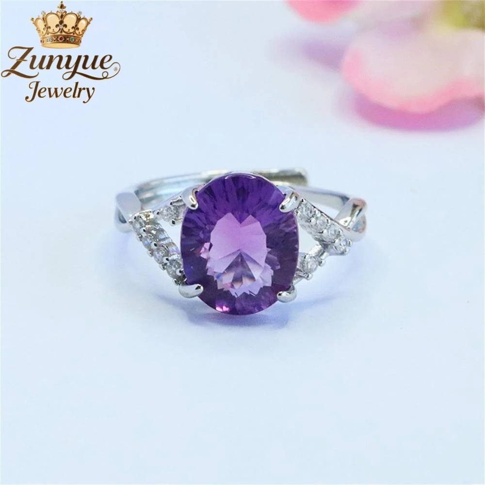 

High-End Natural Cut Surface Amethyst Ring Luxury Quality Fashion Fine Jewelry Exquisite Elegant Popular Charms Young Best Gift