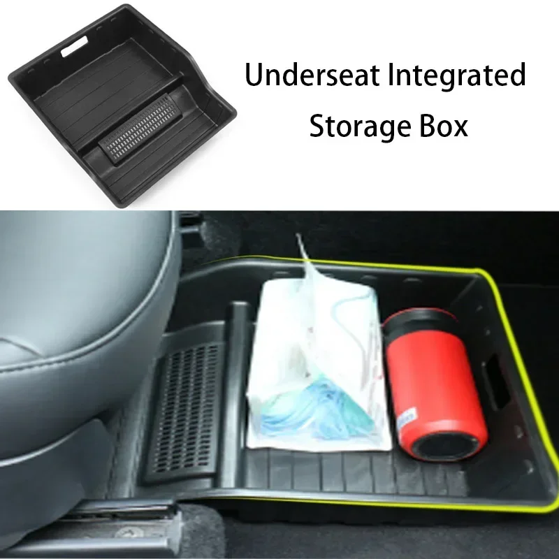 For Tesla Model Y 2023 Interior AccessoriesUpgraded Under Seat Storage Box  Conjoined Organizer Container with Air Outlet Cover