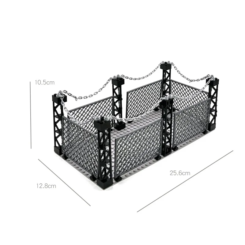 Military Big Iron Mesh Cage Protective Network Barracks MOC Building Blocks Base Fence Assemble Bricks Toys Compatible With LEGO