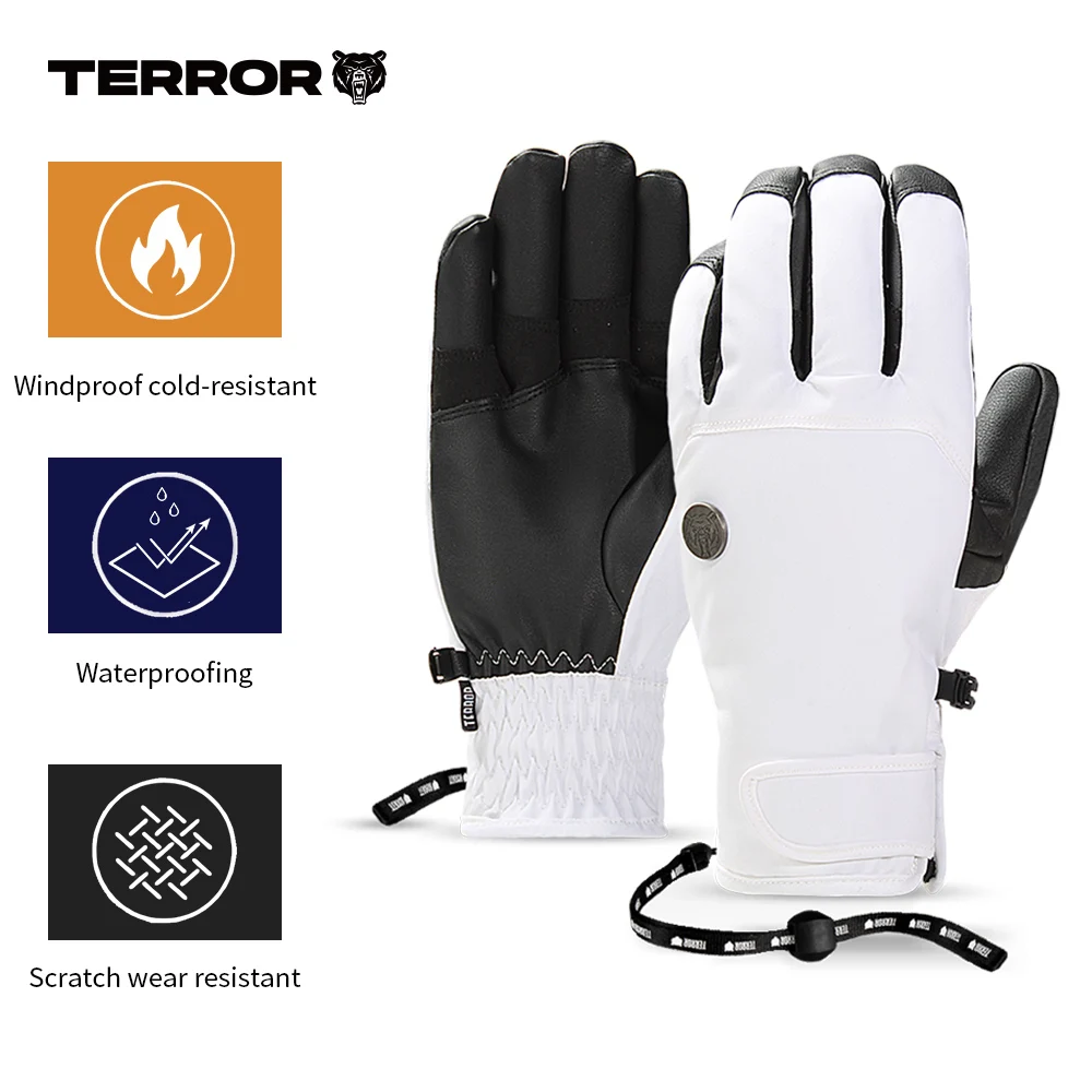 TERROR CREW GLOVE Ski Gloves Pure goat leather 3M Thermolite Wear-resistant Windproof and cold-resistant -30°