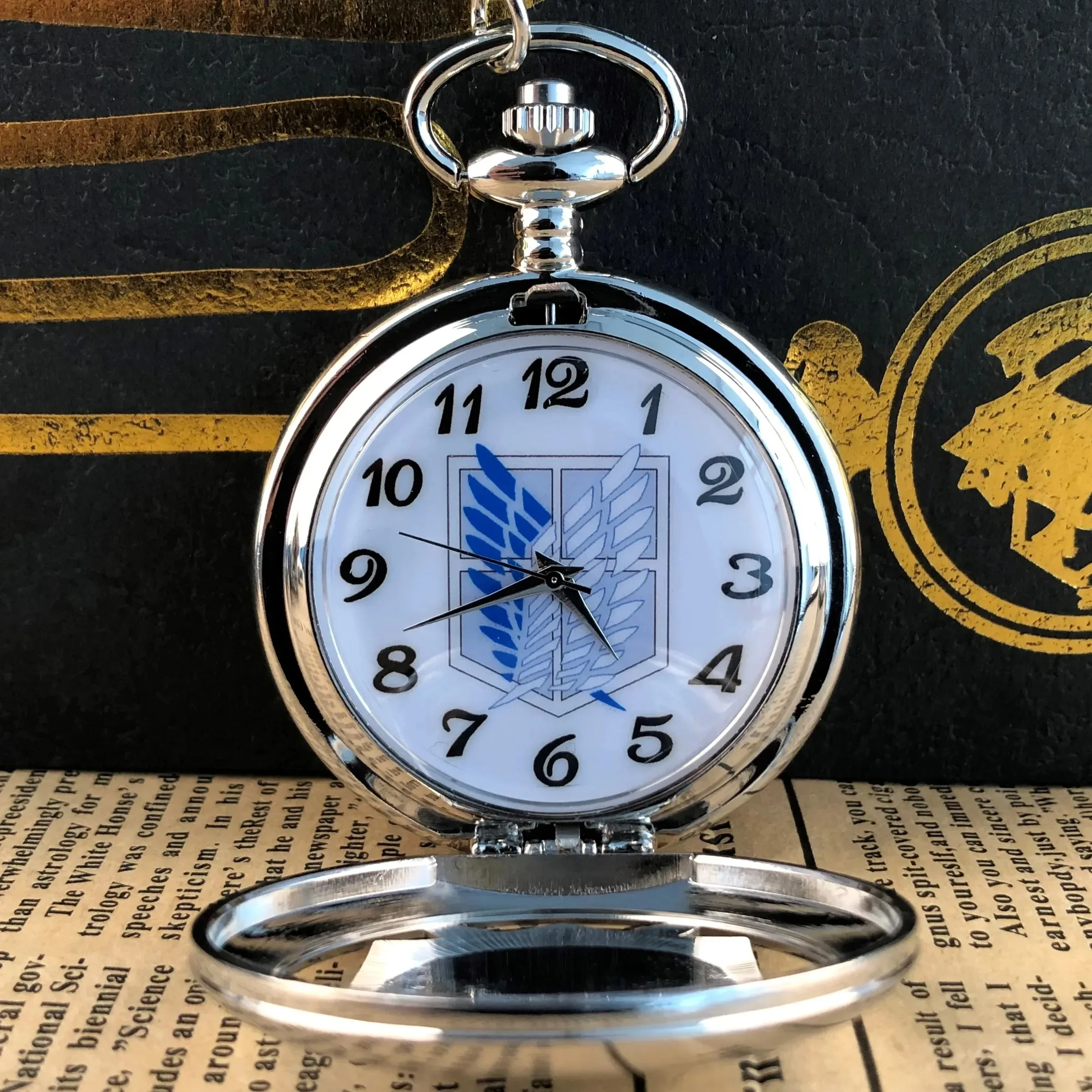 독특한 실버 블루 윙 배지 쿼츠 포켓 시계 고품질 유니섹스 목걸이 펜던트 쥬얼리 남녀 공용 선물