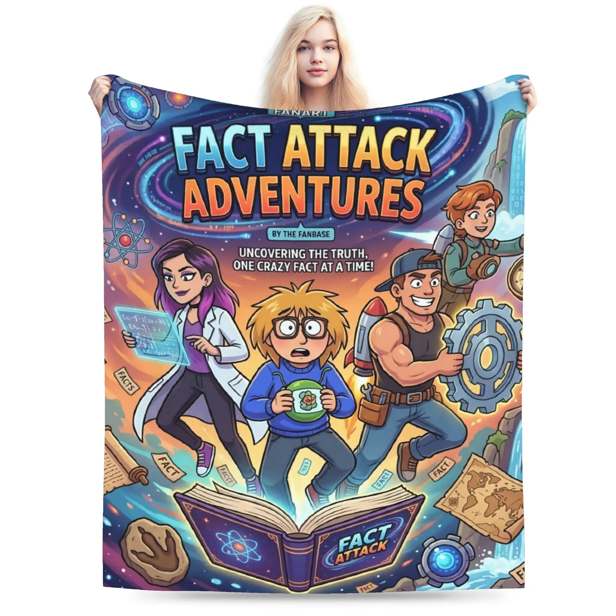 F-Fact A-Attack Adventures Throw Blanket for Couch  Soft Fuzzy Plush Blanket 50x60 Inches Multiple Sizes Bedspreads All Seasons