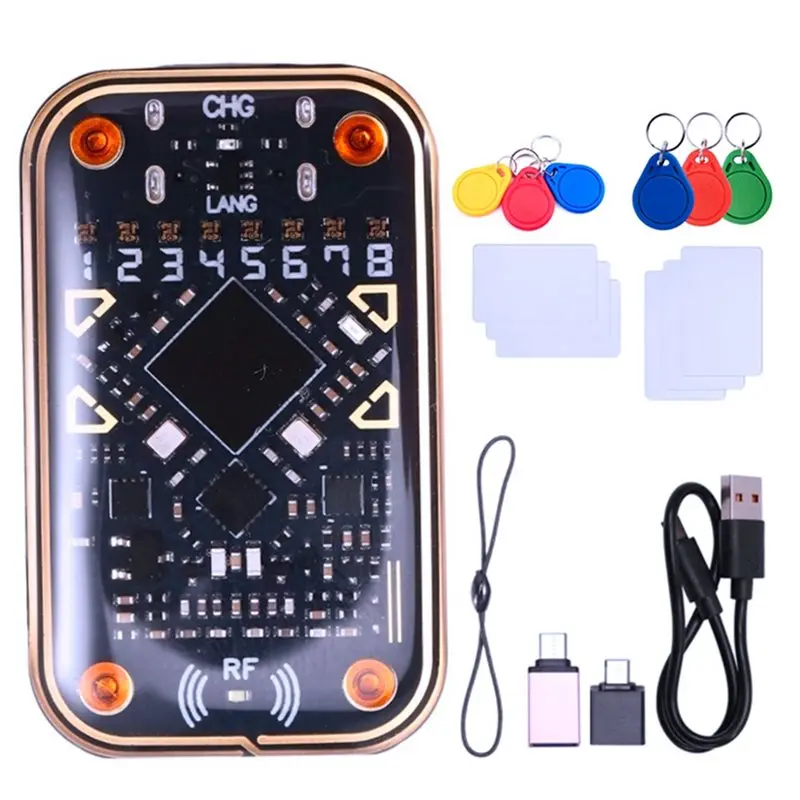 【BRILLIANT 】Chameleon V2.0 RFID Smart Chip Reader Emulator 125Khz 13.56Mhz Card Decode NFC Duplicator +12PCS UID/CUID Keychain C