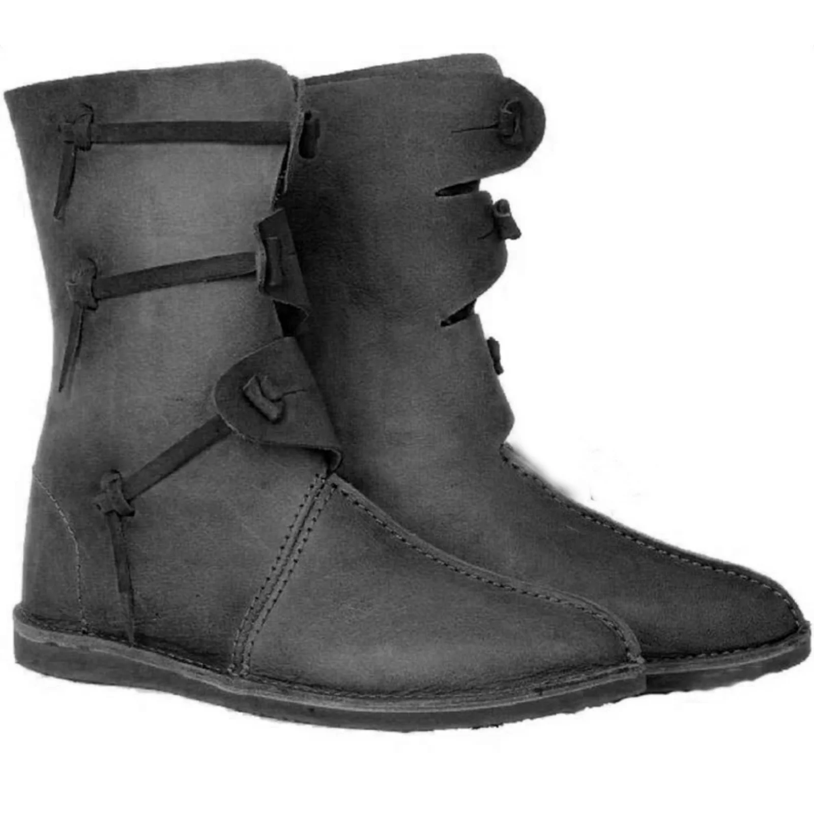 Botas masculinas medievais renascentistas cosplay pirata com cadarço vintage palco viking bota amarrada para festa de Halloween