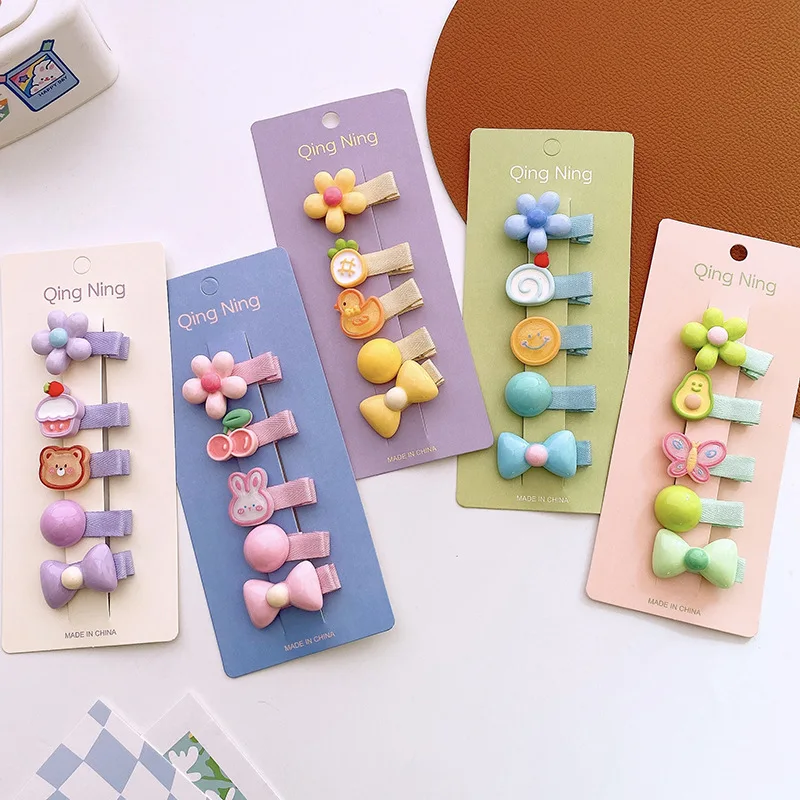 Premium Cute Cartoon Hair Clips 5 Pack Small Baby Fully Coated Nonslip Gentle on Hair Flyaway Clips Daily Styling Accessories