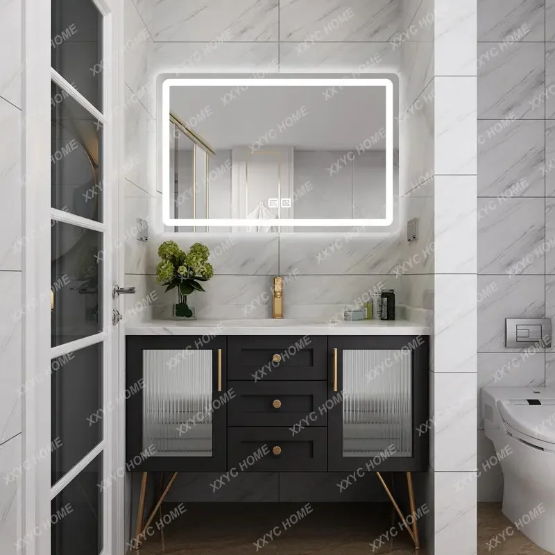 Combination Stone Plate Bathroom Cabinet Light Luxury Modern Simple Hand Washing Washbasin Smart Washstand