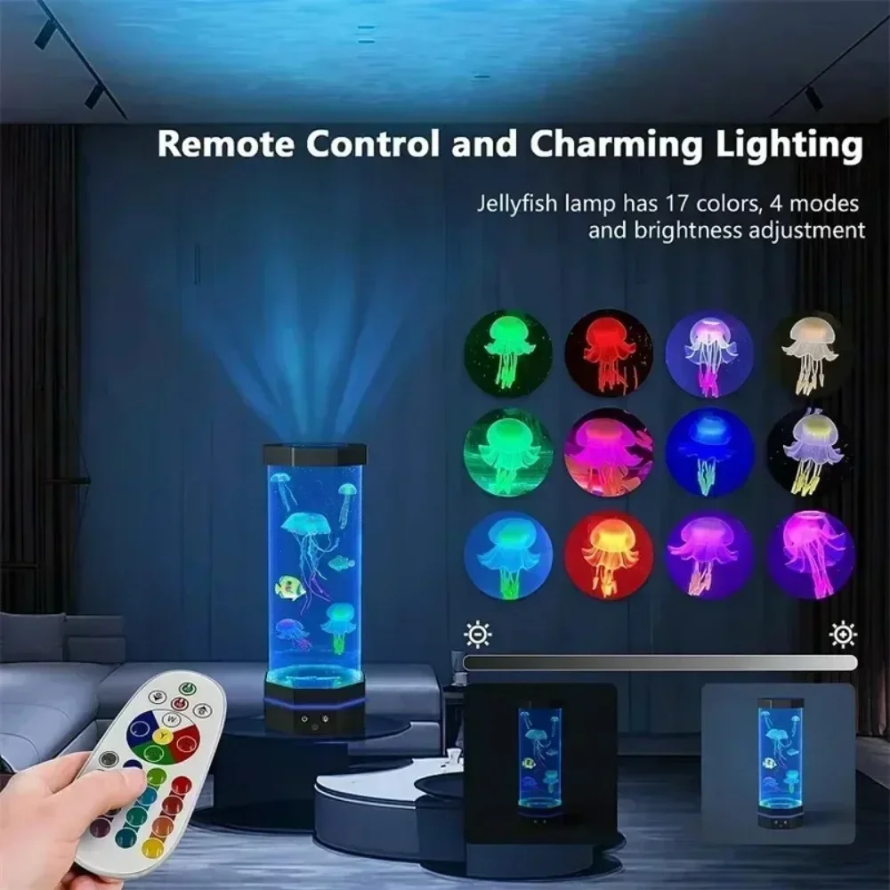 17 Colors Jellyfish Lava Lamp Changing Jellyfish Lamp With Remote Control USB Plug-in Bubble Fish Lamp RC Night Light