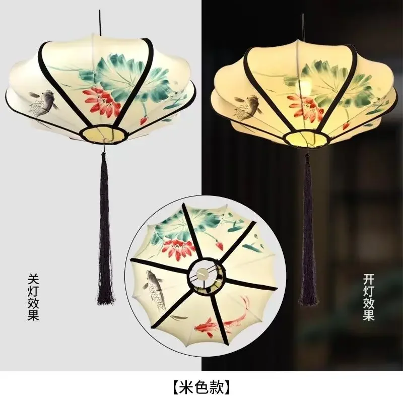 

DIA50cm Landscape cloth festival lantern for restaurant Chinese weeding decor art attraction flying new years lantern lighting