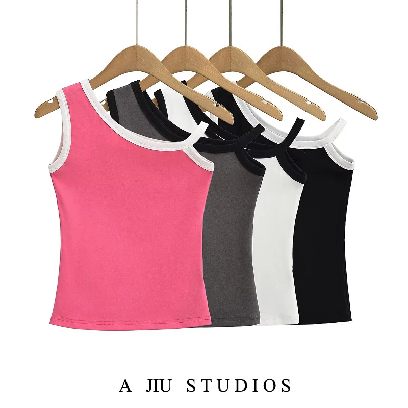 

Spicy ort Design Sensation Color Colion oulder Bared Strap Vest Women Slimming Svel Top Summer Street Sle