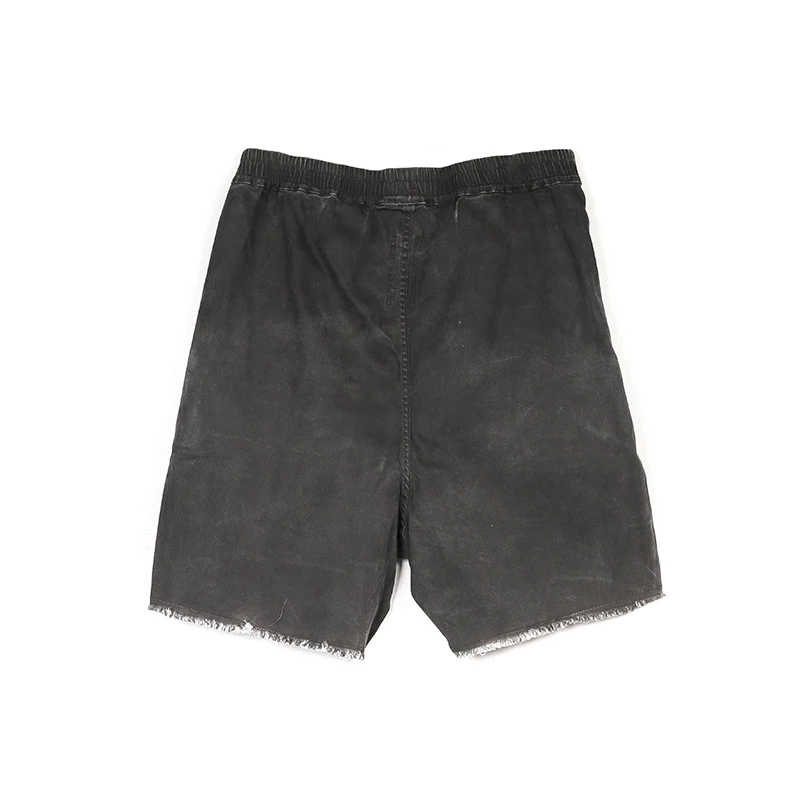 Pantalones cortos de algodón RO oscuro para hombre, pantalones de cinco cuartos con silueta y hendidura de ceniza lavada con bordes desgastados, pantalones cortos de mezclilla RICK