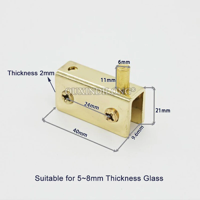 Brand New 8Pairs Stainless Steel Gold Glass Door Pivot Hinges Mall Display Cabinet Hinges for 5~8mm Glass