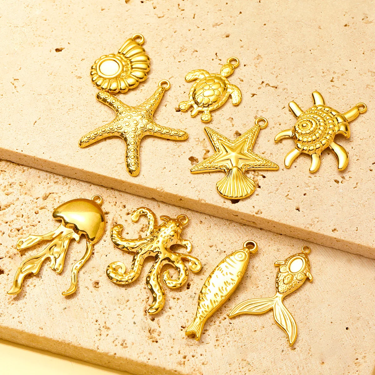 5 قطعة/الوحدة الفولاذ المقاوم للصدأ السلاحف سحر نجم البحر المعلقات DIY بها بنفسك صنع سوار قلادة القرط اكسسوارات بالجملة