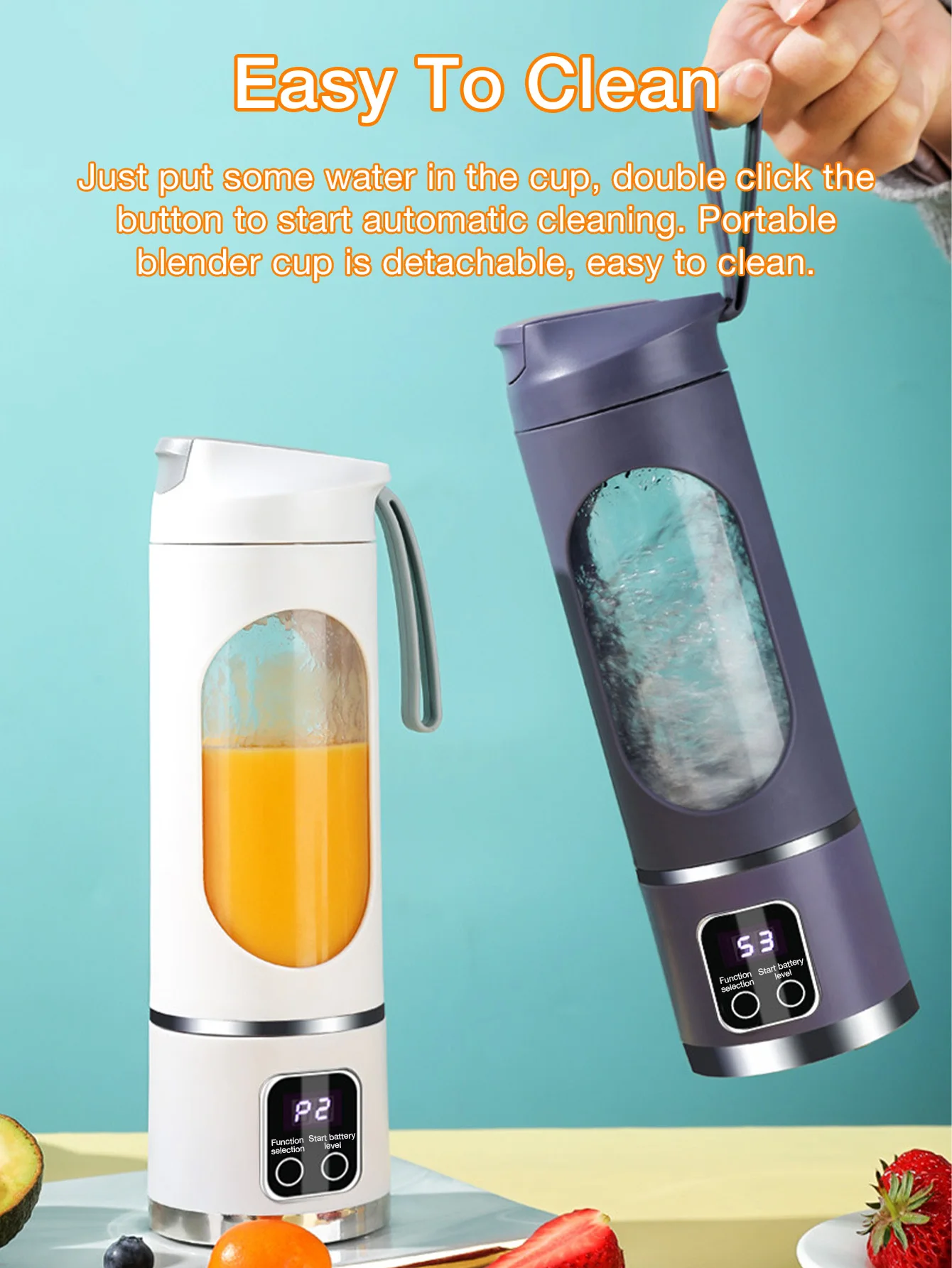 Mini USB Rechargeable 450ml Portable Juicer & Blender with Stainless Steel 304 Blades Type-C Charging for Outdoor Use