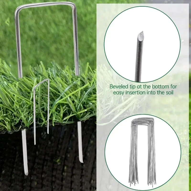 10/50 قطعة U-نوع المشهد ستابلز حديقة حصص Sod دبابيس مكافحة الصدأ سياج حصص تأمين أوتاد لحاجز أنابيب خرطوم الاعشاب #5