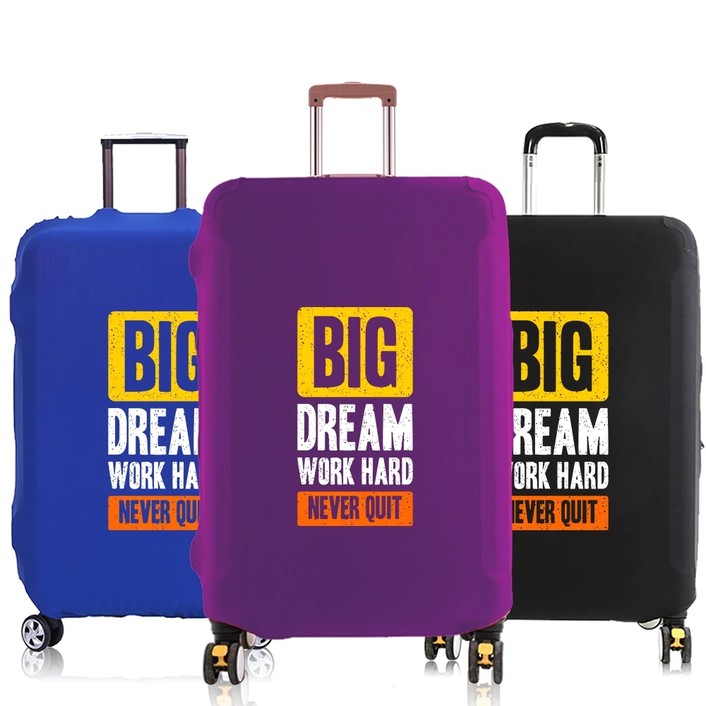 Luggage Cover Suitcase Protector Never Quit Phrase Thicker Elastic Dust covers for 18-32 Inch Trolley Cover Travel Accessories