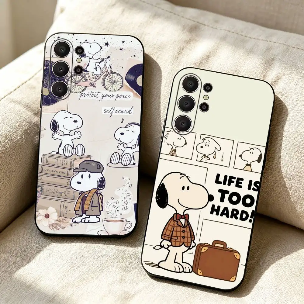 Vintage S-snoopy-s Black Soft Silicone Phone Case for Samsung Ultra S26, S24, S21, S22, S23, S30, Plus, Lite