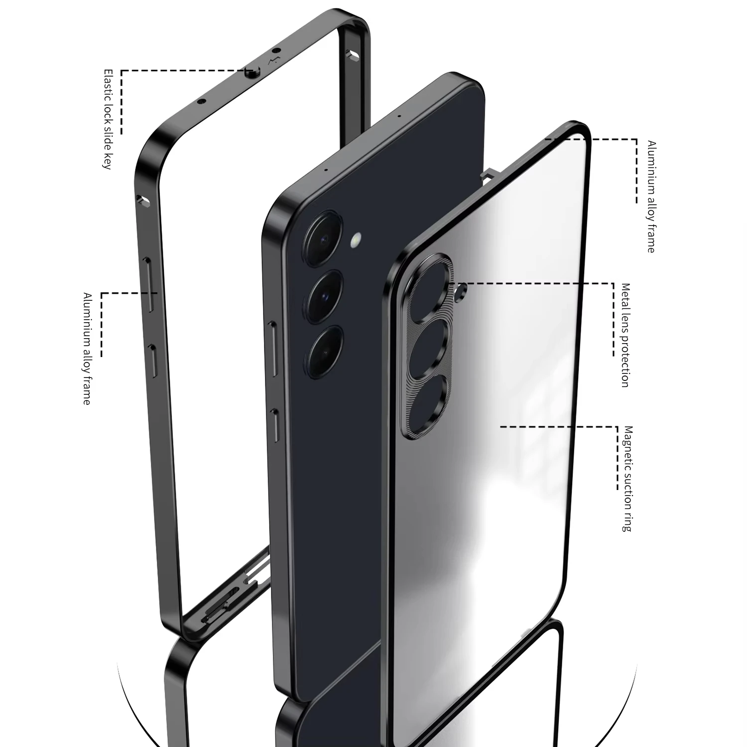 Aluminium Alloy Case For Samsung Galaxy A55 A35 A25 A54 S23 FE Elastic Buckle Frosted Semi Transparent Metal Camera Protection
