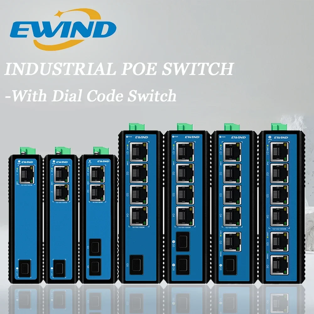 

NEW Unmanaged Network Switches 2-10 Ports IP40 -40 to 80°C DIN Rail Outdoor Full Gigabit Industrial Ethernet Switch PoE 1000Mbps