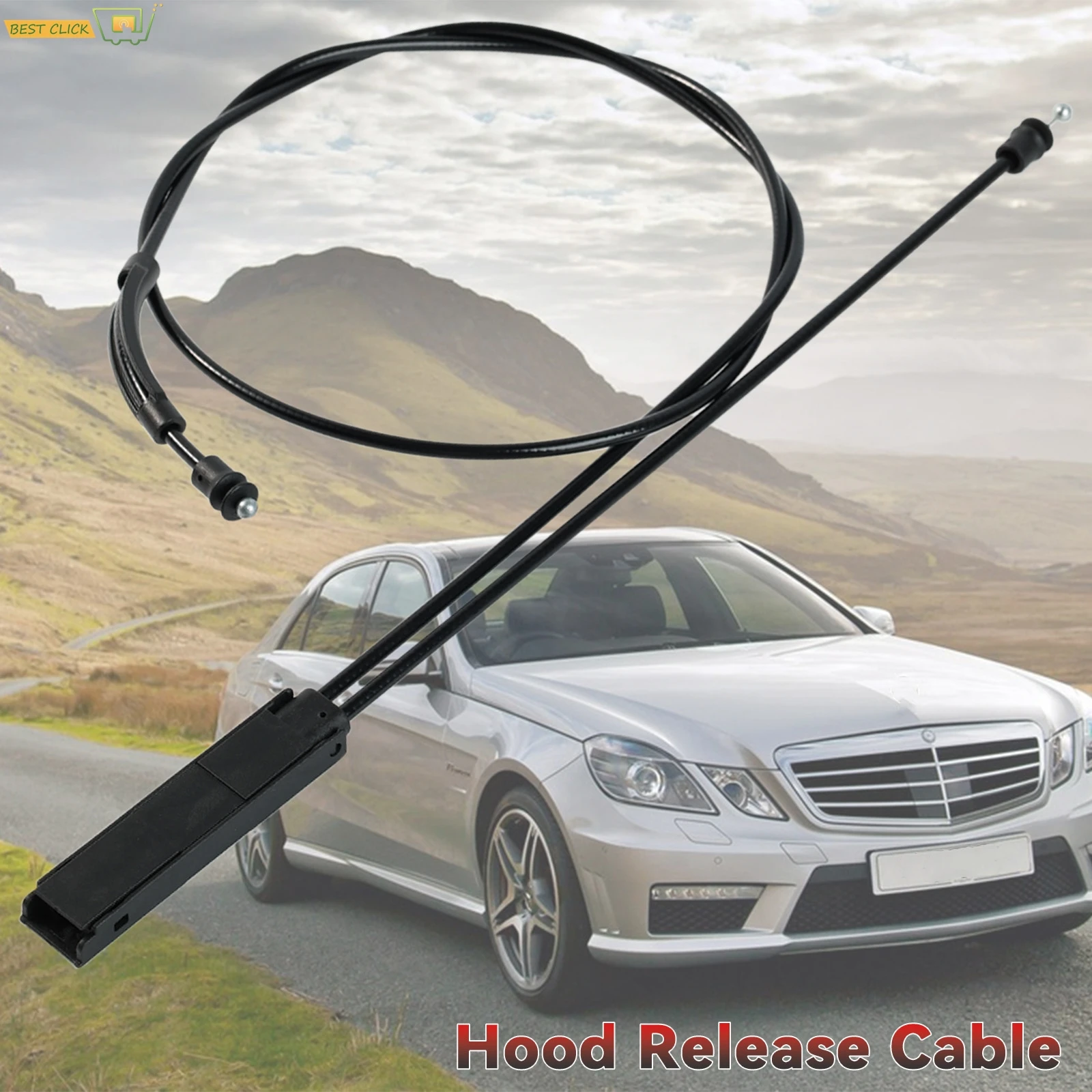 Engine Hood Release Cable A2118800159 For Mercedes E320 E350 E500 E55 E63 2006-2009 Rubber Bonnet Wire Kit