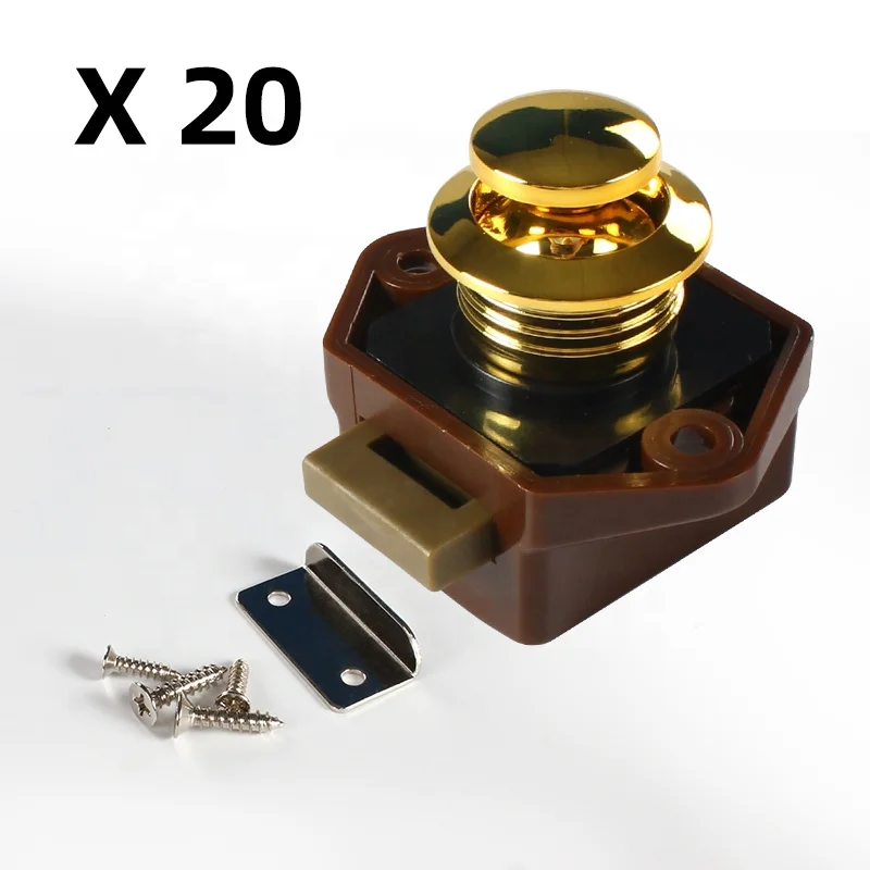 Cut-out Size 20mm Modern Style RV Motorhome Caravan Brown 2pcs/box Push Button Lock