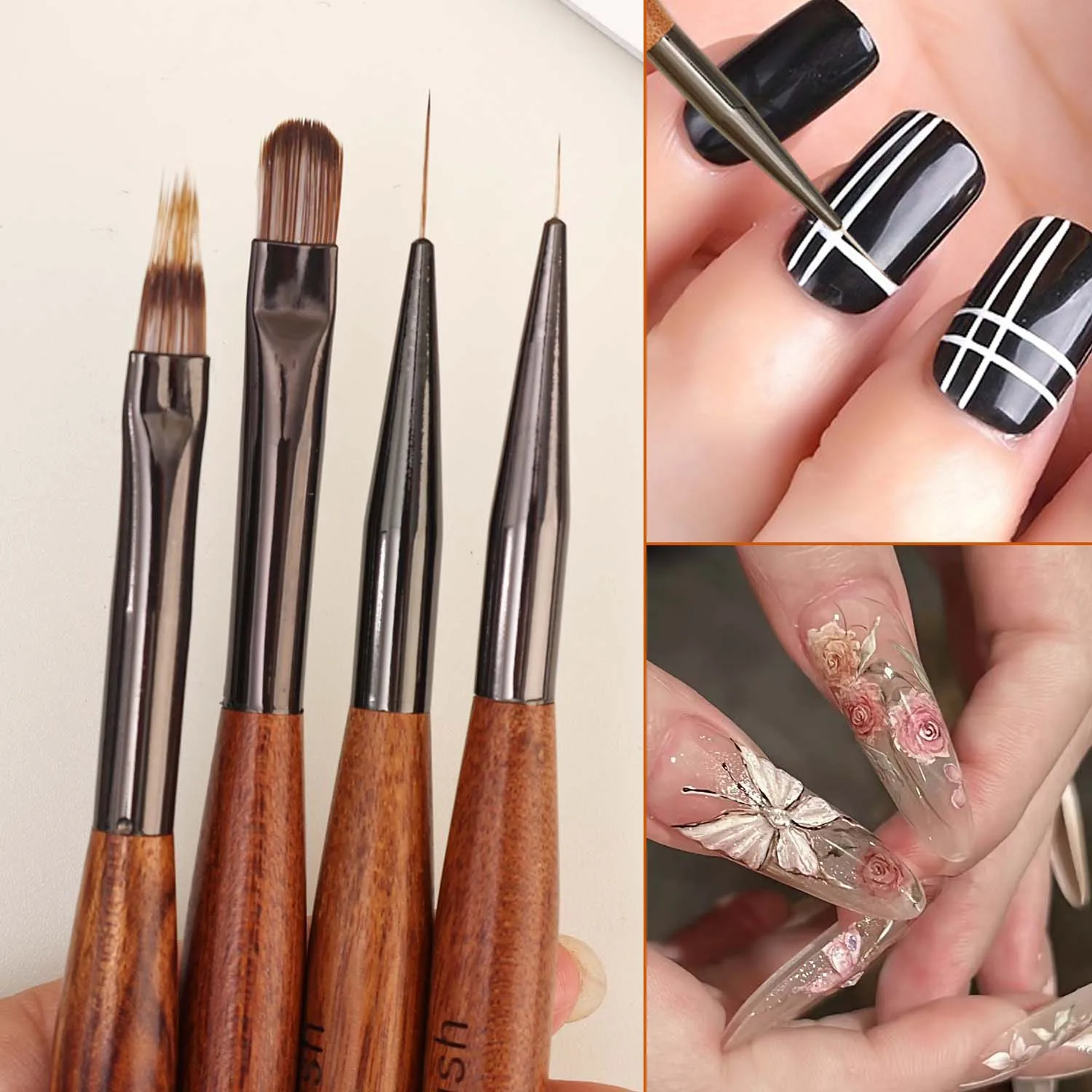 مسمار فرشاة فنية خطوط مزدوجة الرأس رسم لون اللوحة العلاج بالضوء فرشاة جل مانيكير فرش مسمار DIY تصميم أدوات الرسم