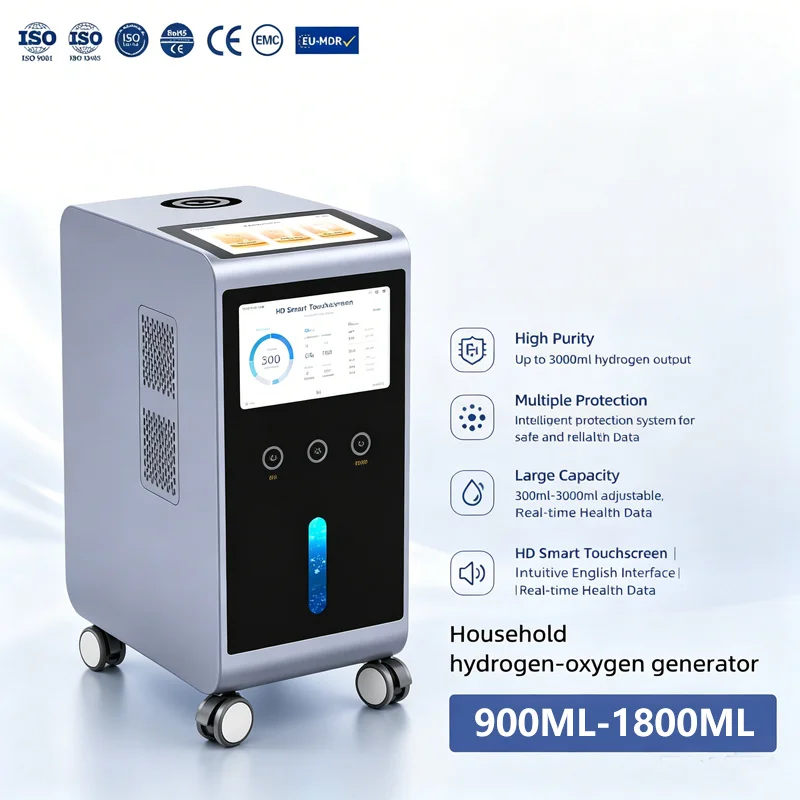 Certified 99.99% Purity Hydrogen Inhalation Machine 1800ml SPE PEM Tech Molecular H2 Generator 900ML High Flow Inhaler Device